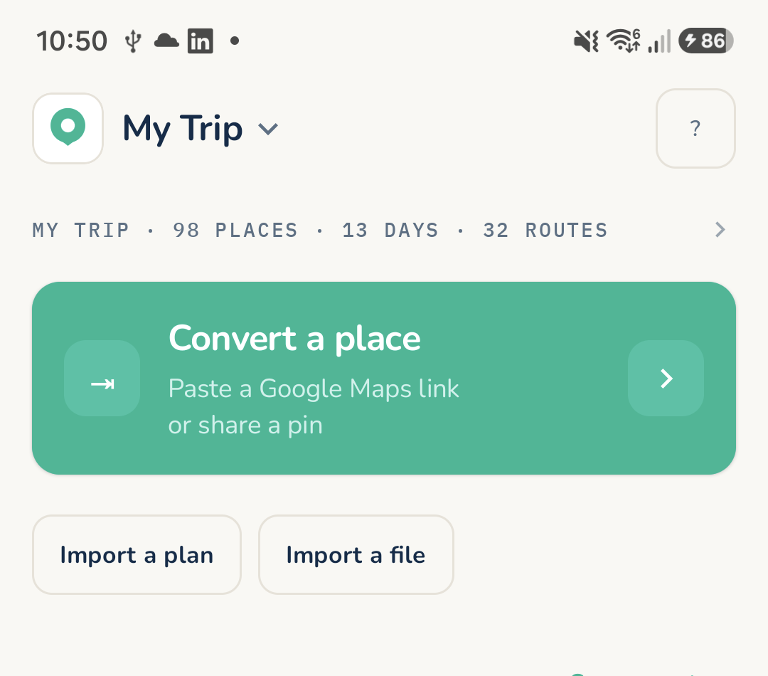 Convert a place screen in Maptinerary